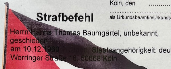 "Strafbefehl" - Thomas Baumgärtel